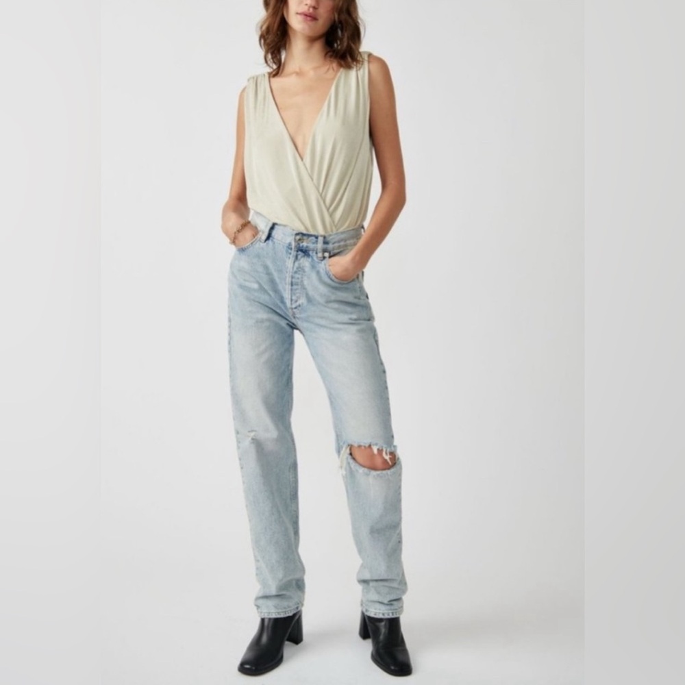 Free People Night Owl Bodysuit In Morning Oat Size Large New